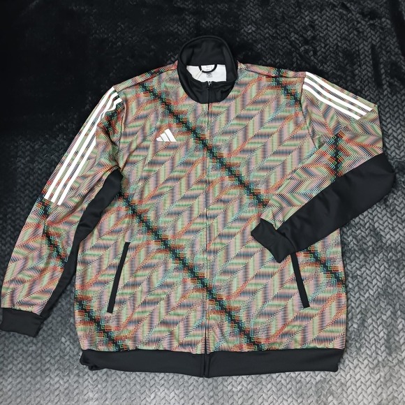 Men's Adidas HC TT Zip Up Track Jacket Black multi-color NWT Size MediumIV9164